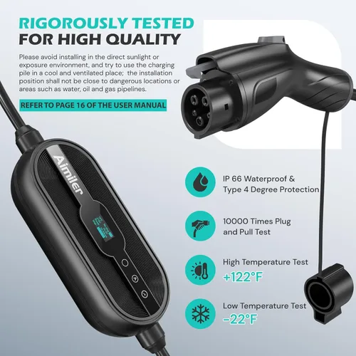Miniatura 9 de AIMILER Cargador de Vehículo Eléctrico (EV) Nivel 2 (APLICACIÓN WIFI/Conexión Plug-play), 32A, Cable de 25 pies Certificado ETL, 220V-240V NEMA