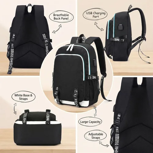 Miniatura 3 de Soccer Player 7 Mochila deportiva multifunción para viajes, portátil, para fanáticos del fútbol, para hombres y mujeres, negro - 2, Tamaño único