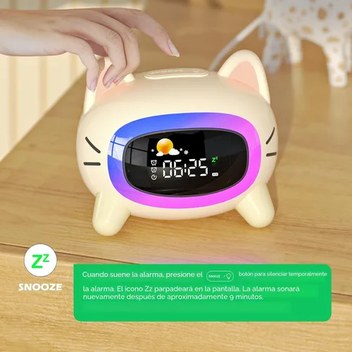 Miniatura 5 de ANALOI Reloj despertador para niños, reloj despertador Ok to Wake para niños, reloj de luz nocturna para dormitorio, reloj despertador para gatos