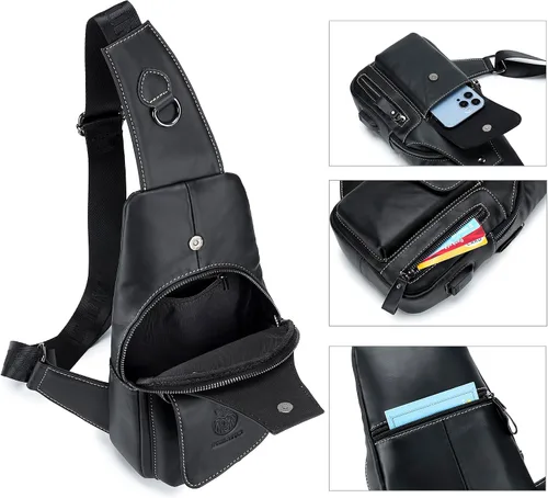 Miniatura 182 de LUKZIJAES Bolso bandolera de cuero genuino para hombre