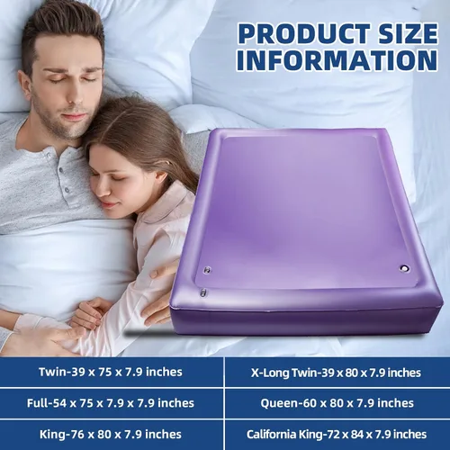 Miniatura 6 de Free Flow - Colchón de agua de onda completa, cama de agua cuadrada de PVC morado suave, cómodo y plegable para ancianos, niños y adultos