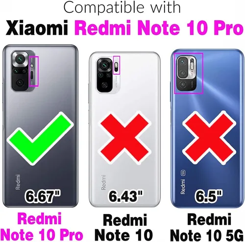 Miniatura 2 de Asuwish Compatible con Xiaomi Redmi Note 10 Pro Wallet Case Protector de pantalla de vidrio templado, soporte para tarjeta de crédito, correa