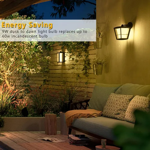 Miniatura 3 de Gonhom Paquete de 2 Bombillas de Luz del Atardecer al Amanecer para Exteriores, Blanco Cálido 2700K, 720LM, 9W (Equivalente a 60W) A19 E26 Bombillas