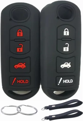 Miniatura 7 de REPROTECTING Funda de Goma de Silicona para Llavero Compatible con 2009-2019 Mazda 3 6 CX-5 CX-7 CX-9 MX-5 Miata Toyota Yaris iA Scion iA (Rosa Rosa)