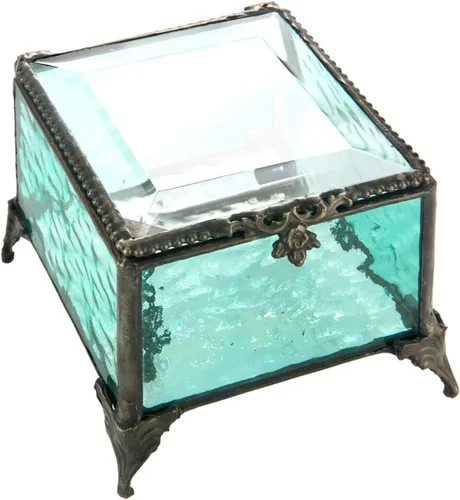 Caja de cristal decorativa para joyería, anillo de exhibición, pulsera, aretes, organizador de almacenamiento, regalo de recuerdo para mamá, hija,