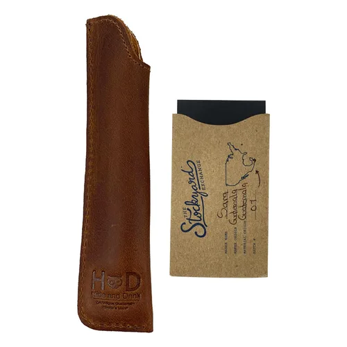 Miniatura 5 de Hide & Drink, Estuche para bolígrafos hecho a mano de cuero de grano completo (marrón bourbon)