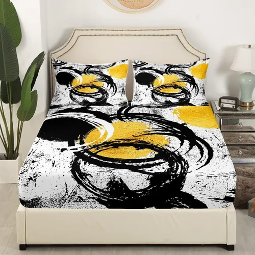 Miniatura 3 de Manfei Juego de sábanas abstractas tamaño individual, moderno juego de ropa de cama geométrica para decoración de habitación de niños y niñas, juego