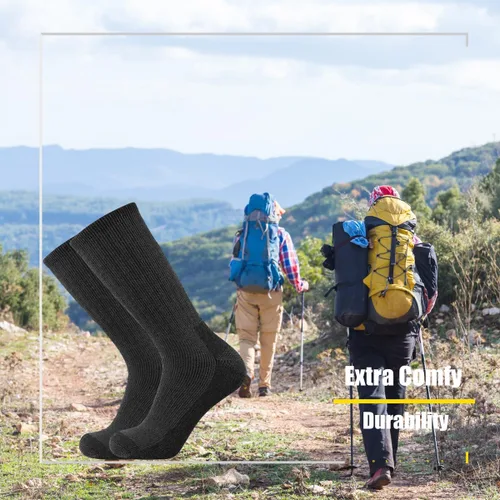 Miniatura 4 de SOX TOWN Men's Merino Wool Cushion Crew Socks Moisture Wicking Control for Outdoor Hiking Work Boot Thermal Warm All Seasons