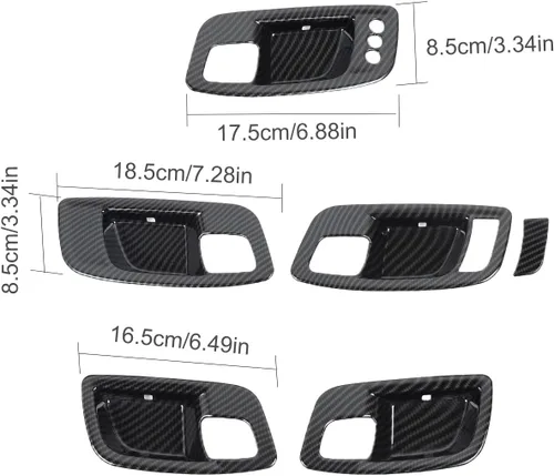Miniatura 6 de CheroCar Funda para manija interior de la puerta del cargador para Dodge Charger 2011-2026, para Chrysler 300 300C 2015-2026, 6 piezas ABS negro
