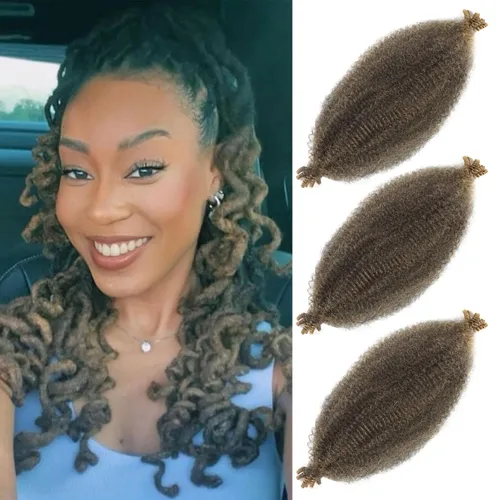 Miniatura 48 de 3 paquetes de cabello trenzado Marley Twist de 8 pulgadas, cabello afro twist elástico preseparado para rastas suaves de imitación, cabello