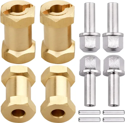 Miniatura 9 de Buje hexagonal RC de 0.472 in, ruedas de latón, concentradores hexagonales, adaptador de unidad hexagonal, espaciadores para 1/10 RC Crawler Axial