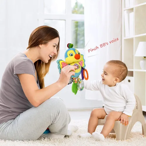 Miniatura 5 de Juguetes de sonajeros para bebés con mordedor, campana de cama para niños pequeños en cochecito, regalos para bebés de 3 meses o más (pájaro)