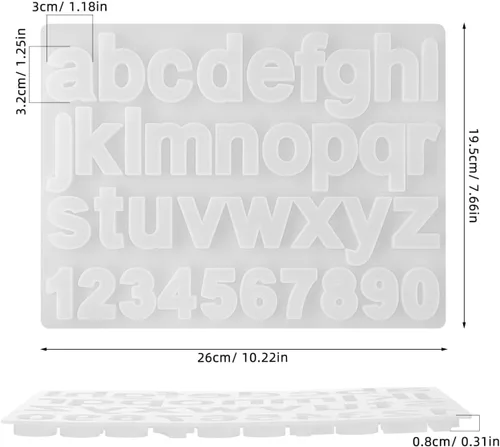 Miniatura 7 de 1 molde de adorno del alfabeto, moldes de resina del alfabeto, moldes de silicona para números de resina de silicona, moldes de llavero de silicona
