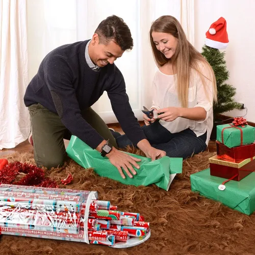 Miniatura 6 de ProPik - Bolsa organizadora de papel para regalo, almacena hasta 25 rollos de 40 pulgadas, poliéster resistente y bolsa transparente de PVC con asas