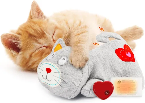 ALL FOR PAWS Heartbeat - Juguete de peluche para gatos, compañero calmante para gatitos con latidos cardíacos realistas, alivio de la ansiedad para