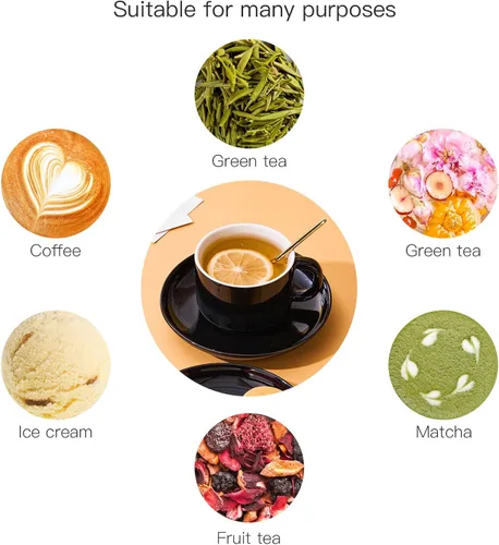 Miniatura 5 de Juego de 6 tazas de capuchino de 8 onzas, tazas de té con platillos y cucharas, tazas de té de cerámica negra, tazas de café para té, capuchino