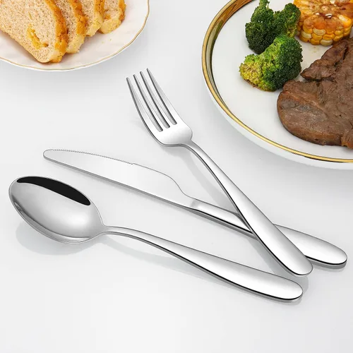 Miniatura 4 de Juego de cubiertos de 40 piezas para 8, cubiertos de acero inoxidable, utensilios de cocina, incluye cuchara, tenedor y cuchillo para el hogar, apto