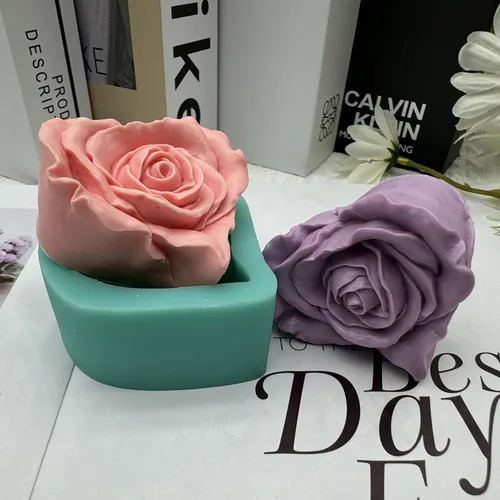 Miniatura 3 de Molde de jabón de rosas para bricolaje, moldes de silicona con forma de corazón y flor para velas de jabón, cera perfumada, mousse, pastel, Corazón