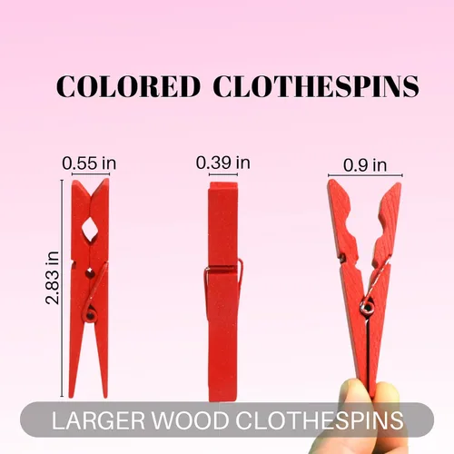Miniatura 6 de Pinzas para ropa, Pinzas para ropa de colores 50 piezas 2.9" Madera natural de abedul, agarre fuerte, pinzas para ropa coloridas, pinzas para ropa