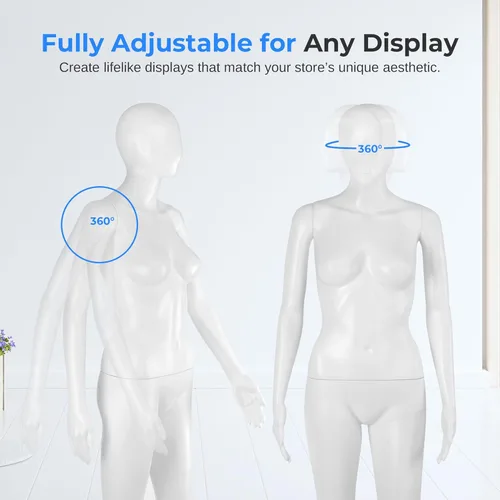 Miniatura 3 de SereneLife Maniquí femenino de cuerpo completo – Forma de vestido ajustable de 68.9 pulgadas con cabeza giratoria de 360°, cara realista