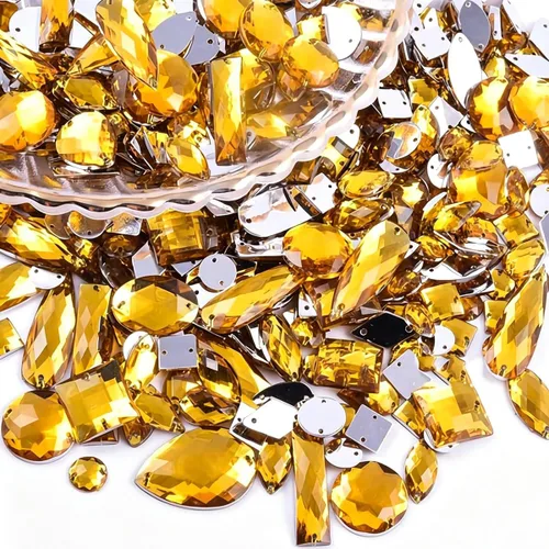 Miniatura 13 de 230 piezas de diamantes de imitación de forma mixta, piedras acrílicas con parte trasera plana, piedras de diamante para manualidades, manualidades