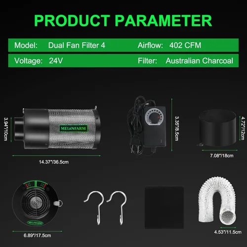 Miniatura 8 de Filtro de aire de doble ventilador de 4 pulgadas, potencia de doble ventilador que aumenta la circulación del aire, controlador para control