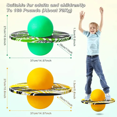 Miniatura 2 de Junkin 2 piezas Tabla de trucos de pelota Pogo, juguete tabla de equilibrio, pelota de equilibrio Pogo con bomba y cubierta de agarre fuerte