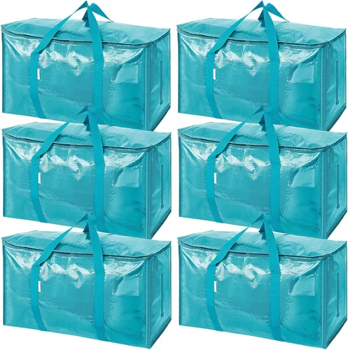 Miniatura 36 de TICONN Paquete de 2 bolsas de mudanza extra grandes resistentes con cremalleras y asas de transporte, bolsas de almacenamiento duraderas