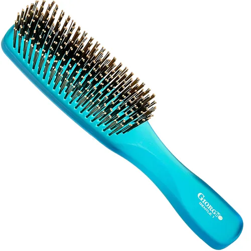 Giorgio GION1B - Cepillo desenredante suave para el cabello, color azul neón, de 7.75 pulgadas, para hombres y mujeres. Cerdas suaves para cuero