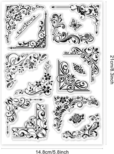 Miniatura 6 de GLOBLELAND Sellos transparentes de encaje de flores, bordes de mariposa, sellos de silicona para hacer tarjetas, álbumes de recortes, decoración