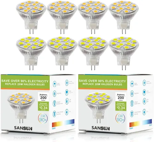 Bombillas LED MR11, reemplazo halógeno de 12 V 20 W, base de dos pines GU4, 4 piezas de 3000 K y 4 piezas de 4000 K, no regulables