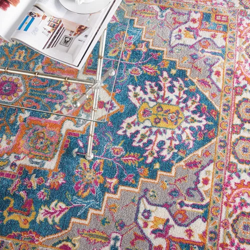 Miniatura 4 de Nourison Passion Bohemian - Alfombra color verde azulado multicolor, de 3 pies con 9 pulgadas x 5 pies con 9 pulgadas, fácil limpieza, no pierde
