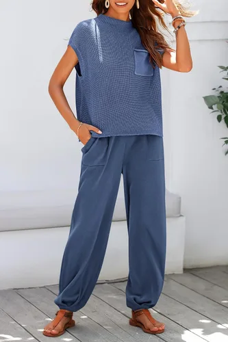 Miniatura 3 de PRETTYGARDEN Conjunto de dos piezas para mujer, suéter de punto y pantalones de cintura alta a juego