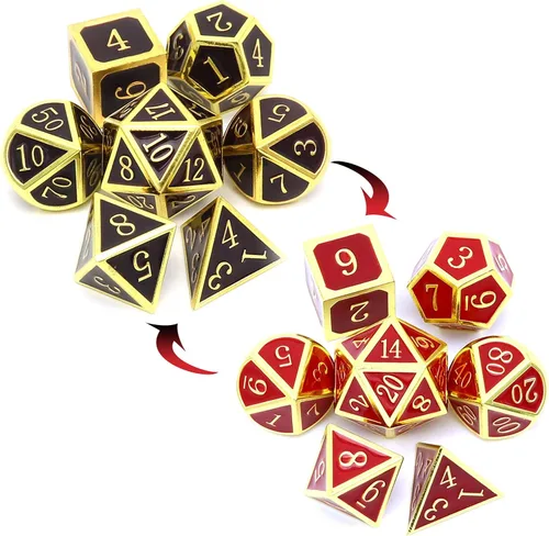 Miniatura 40 de Haxtec - Juego de dados de metal DND, dados poliédricos D&D compatibles con Dungeons and Dragons, regalo TTRPG, dados de metal bronce antiguo