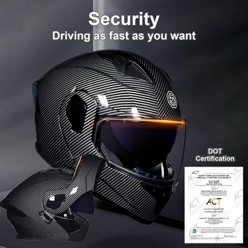 Miniatura 4 de Casco modular Bluetooth para motocicleta, aprobado por DOT, de cara completa, abatible, antivaho, doble visera, casco de motocicleta de calle, LENTE