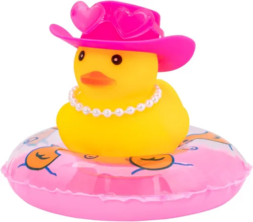 Miniatura 10 de wonuu Adornos de tablero de automóvil Pato vaquero rosa, patos de goma para adornos de automóvil con gafas de sol de color, sombrero de vaquero