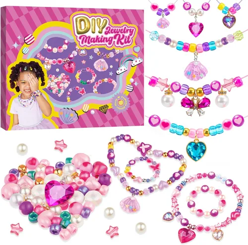 Tomons Kit de fabricación de pulseras con dijes para niños, kit de fabricación de joyas, regalos para niños de 6 a 12 años, regalo de cumpleaños,