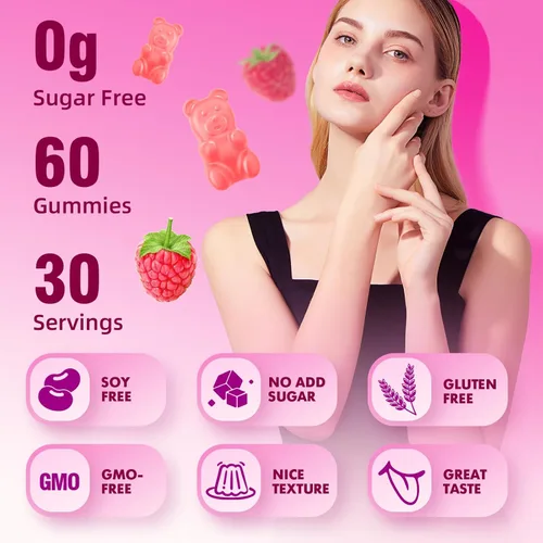 Miniatura 7 de MEENCCD Gomitas de péptidos de colágeno hidrolizados para mujeres y hombres, multicolágeno tipo I, II, III, V, X con biotina, ácido hialurónico