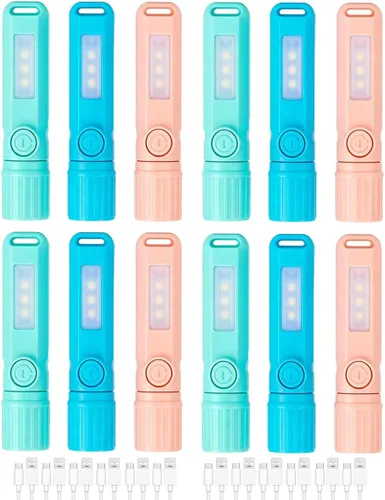 Miniatura 8 de Paquete de 3 linternas recargables USB C mini linternas LED, combo de linterna de camping, linterna ultraligera con zoom para regalo, camping