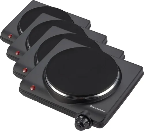 Miniatura 11 de Elite Gourmet ESB-301BF# Quemador de hierro fundido individual de encimera, placa caliente eléctrica de 1000 vatios, controles de temperatura, luces