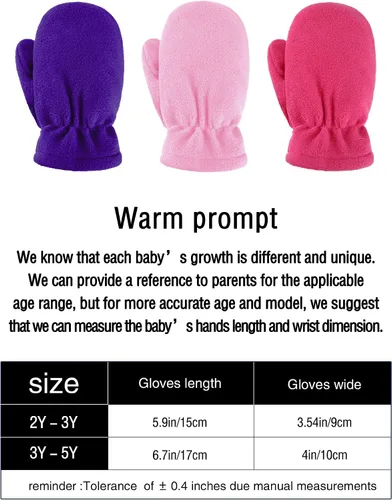 Miniatura 3 de SATINIOR - Guantes de forro polar para niños (3 pares)