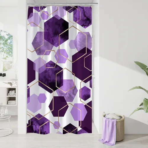 Miniatura 23 de Litabel Juego de cortinas de ducha impermeables, decoración geométrica moderna, de tela abstracta, para baño, 72 x 72 pulgadas Azul