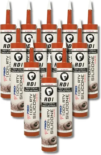 Red Devil 08090I RD PRO Sellador de silicona RTV 100% resistente al calor, 10.1 onzas., rojo, paquete de 12, fabricado en Estados Unidos