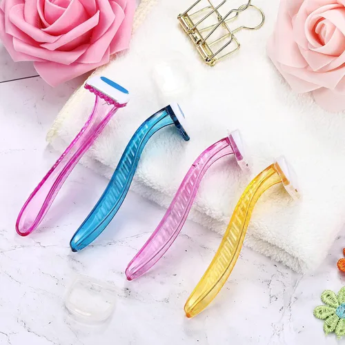 Miniatura 5 de Honoson 16 piezas de maquinilla de afeitar desechables para mujer, kit de afeitado de piel sensible con cubierta protectora, recortadora de amarillo