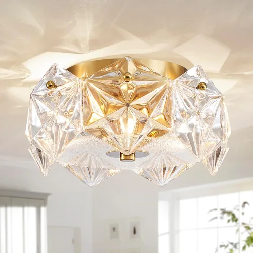 Miniatura 11 de AGV LIGHTING CL003F - Lámpara de techo de cristal K9, moderna lámpara de techo semiempotrada, perfecta para sala de estar, dormitorio, comedor, D13