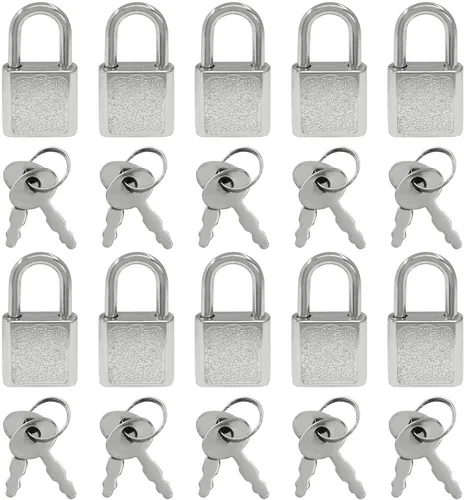 Miniatura 7 de Litoexpe 10 cerraduras pequeñas para equipaje pequeño con llaves, candado pequeño de metal, equipaje sólido para decoración de cajas de joyería Negro