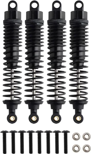 Miniatura 19 de 4 amortiguadores delanteros y traseros, suspensión ajustable de 3.858 in de aluminio para autos RC 1/10 HSP 94166 94106 94107 94155 94170 Buggy Rojo