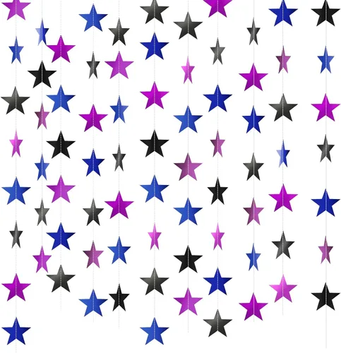 Miniatura 15 de Patelai Guirnalda de estrellas con purpurina 2026, decoración de graduación de 130 pies, pancarta colgante de estrella para fiesta, cumpleaños