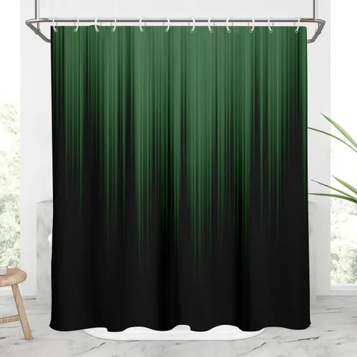 Miniatura 21 de AAtter - Cortina de ducha negra y gris con arte abstracto ombre gótico gótico estético para hombres, extra larga XL grande, de tela para decoración