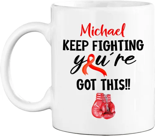 Miniatura 14 de Taza de café de concientización sobre el cáncer de mama con nombre personalizado, taza de café de 11 onzas, taza de té de cerámica blanca